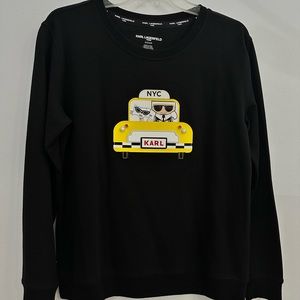 NWT Karl Lagerfeld Paris NYC Taxi Crew Neck Sweater in Black Size Small